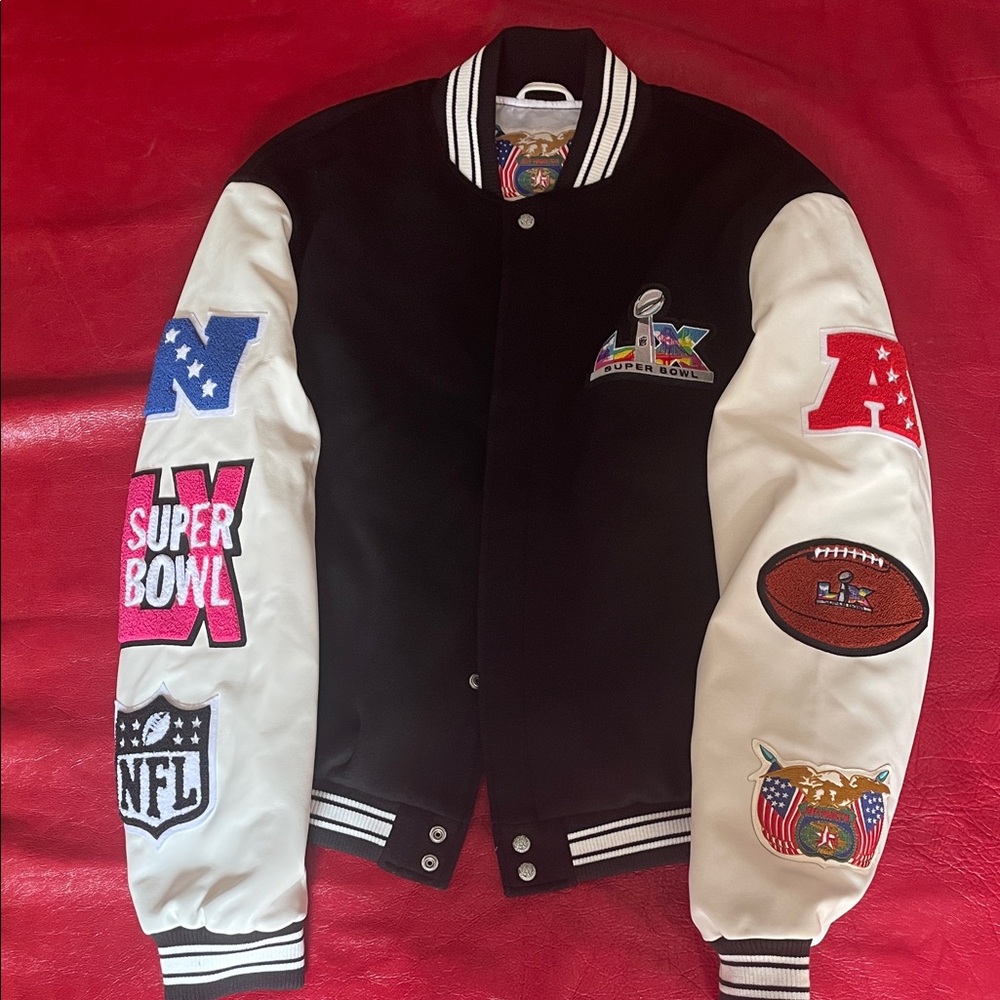 Jeff Hamilton signed Super Bowl LX Varsity Jacket. NWOT